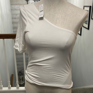 J Crew white one shoulder top